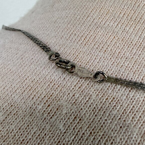Vintage Sterling Silver Herringbone Chain Necklace 19" - Picture 7 of 7